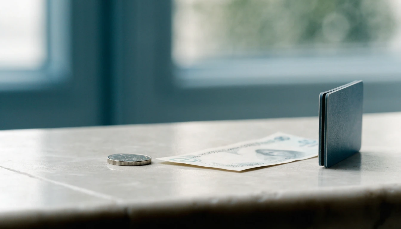 Banknote and card on a counter illustrating payment clarity